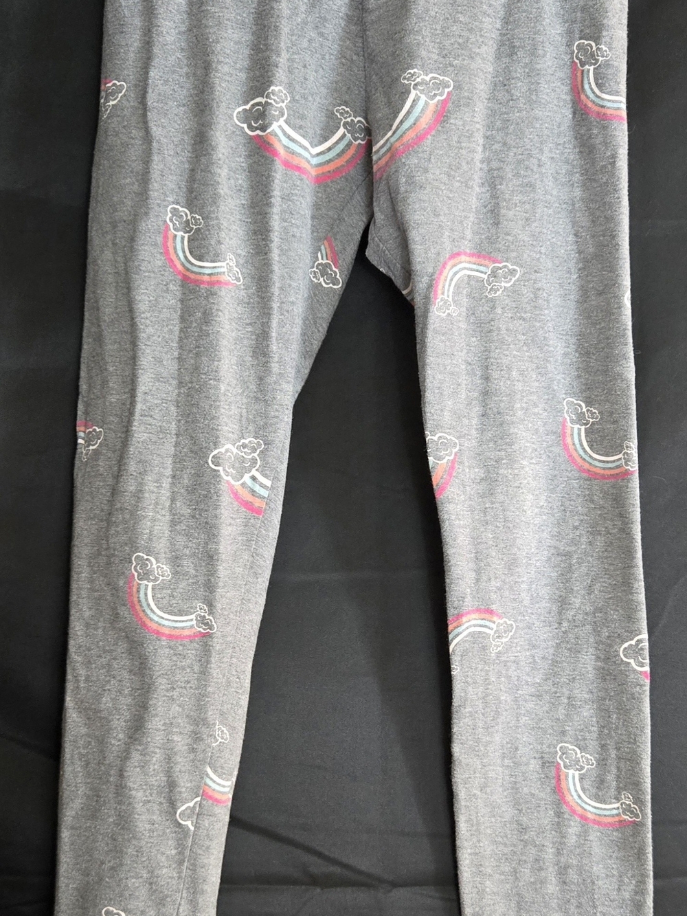 Justice Grey Leggings with Pink & Blue Rainbow Clouds #564
